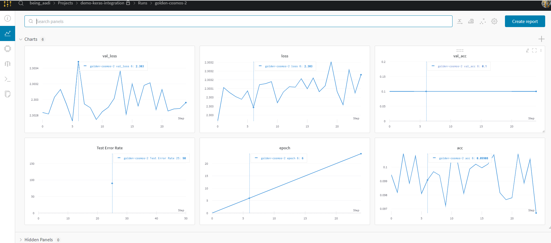 Wandb dashboard