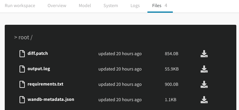 Wandb dashboard